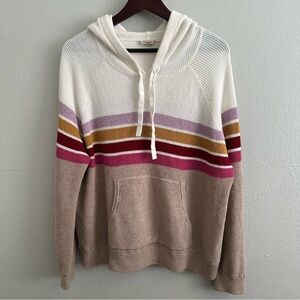 Faherty Throwback Organic Cotton & Cashmere Pullover Sweater Hoodie sz L waffle